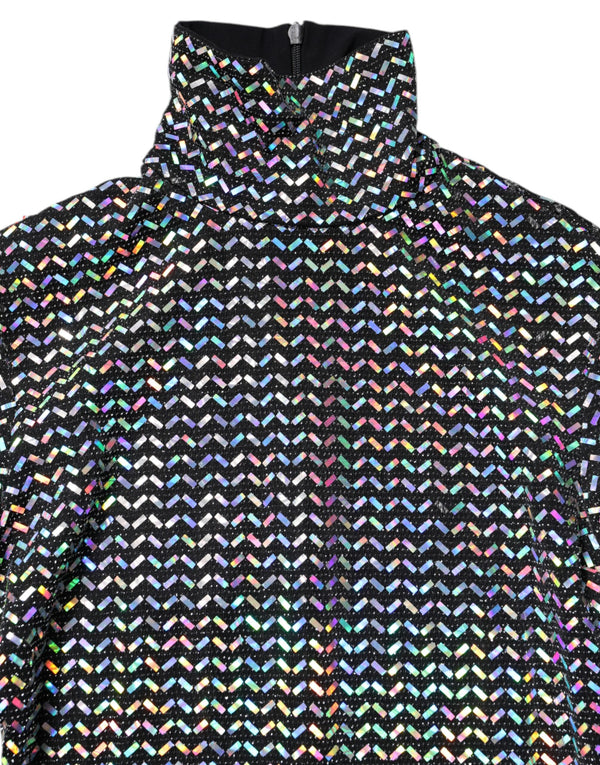 Black Embellished Nylon Bodycon Mini Dress