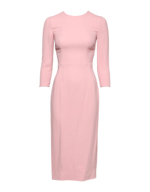 Pink Viscose 3/4 Sleeves Sheath Midi Dress