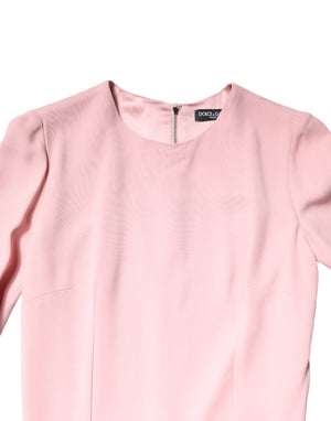 Pink Viscose 3/4 Sleeves Sheath Midi Dress