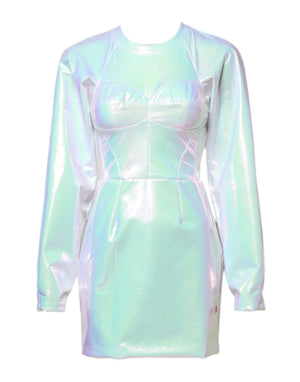 White Long Sleeves Bodycon Sheath Mini Dress