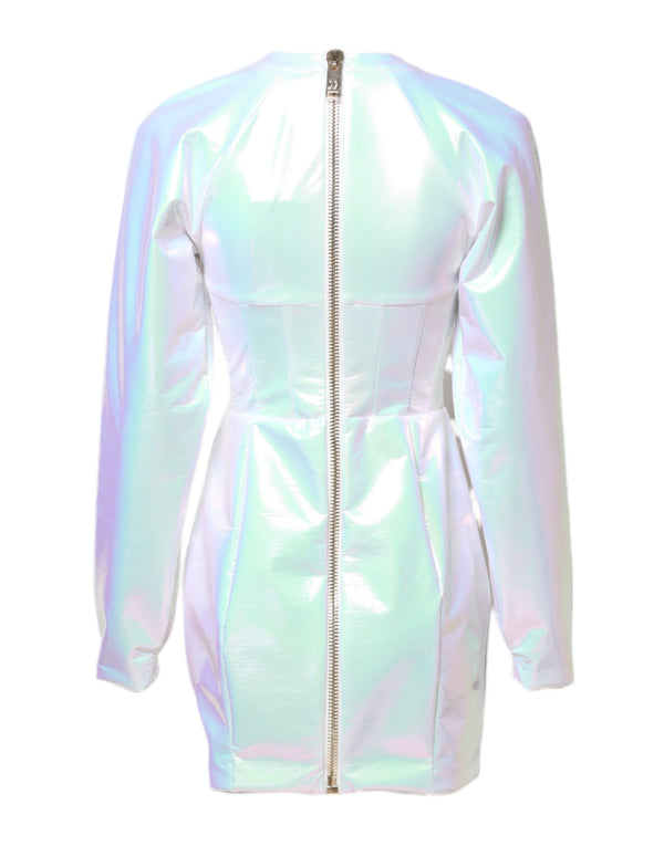 White Long Sleeves Bodycon Sheath Mini Dress