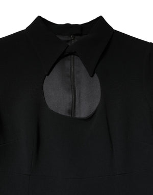 Black Long Sleeves Bodycon Sheath Midi Dress