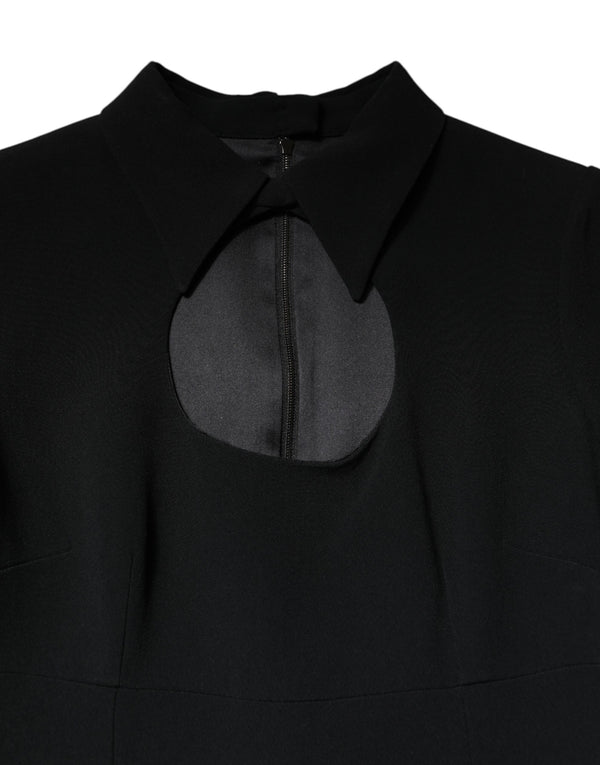 Black Long Sleeves Bodycon Sheath Midi Dress