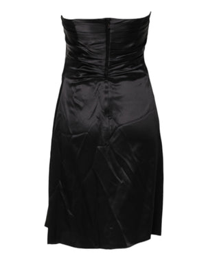 Black Strapless Sheath A-line Mini Dress