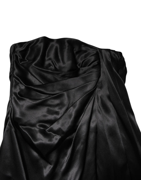 Black Strapless Sheath A-line Mini Dress