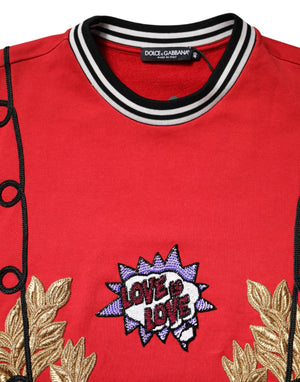 Red Cotton Queen Sequined Pullover Sweater