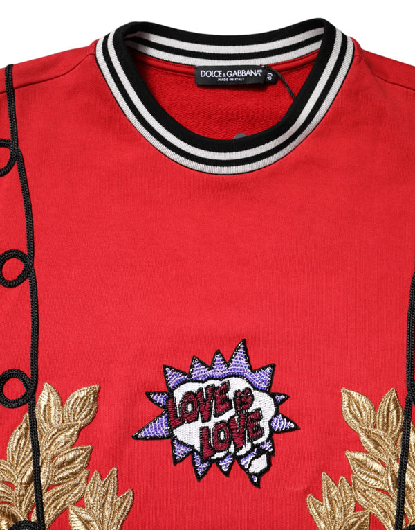 Red Cotton Queen Sequined Pullover Sweater