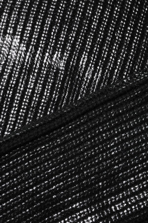 Black Wool Long Sleeve Turtleneck Cropped Top