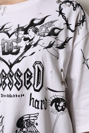 White Cotton DG BLESSED Printed T-shirt