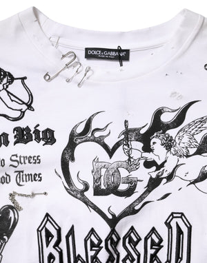 White Cotton DG BLESSED Printed T-shirt