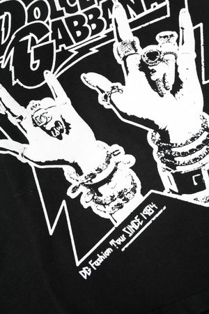 Black Cotton Printed Short Sleeves T-shirt