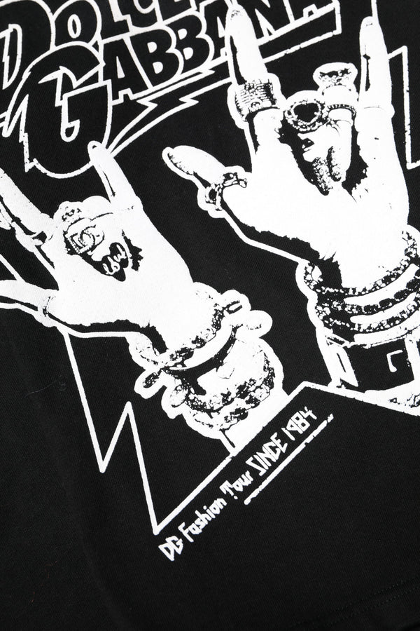 Black Cotton Printed Short Sleeves T-shirt