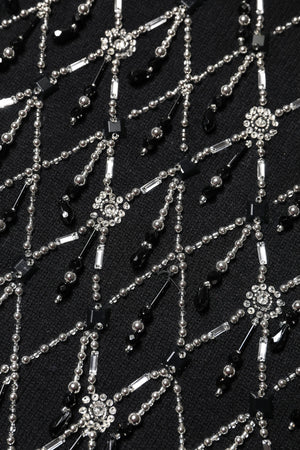 Black Cashmere Embellished Long Sleeves Top