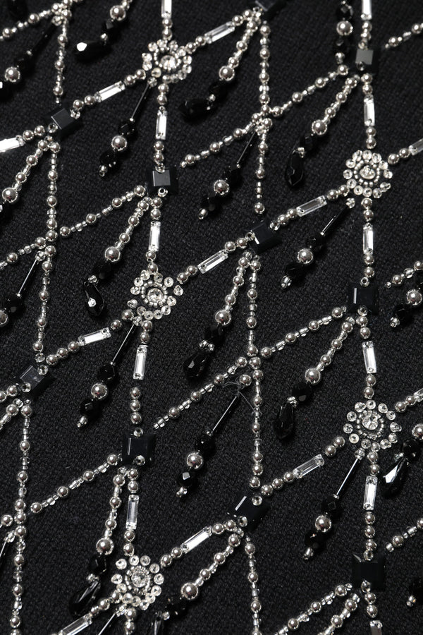 Black Cashmere Embellished Long Sleeves Top