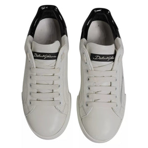 White Black Logo Portofino Men Sneaker Shoe