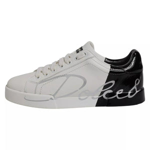 White Black Logo Portofino Men Sneaker Shoe