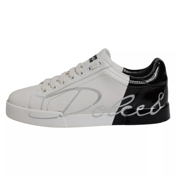 White Black Logo Portofino Men Sneaker Shoe