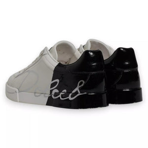 White Black Logo Portofino Men Sneaker Shoe