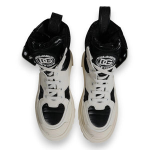 White Padded Mid Calf Lace Up Boots Shoes