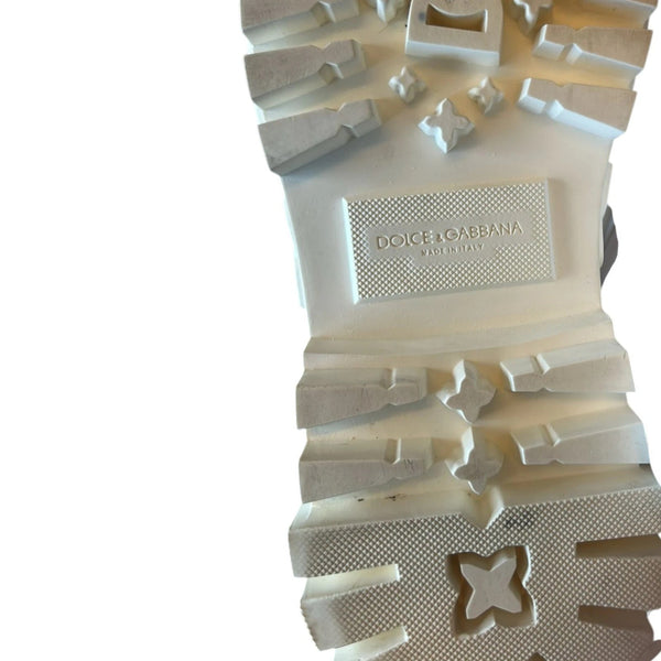 White Leather Rubber Logo Ankle Boots Shoes