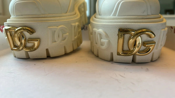 White Leather Rubber Logo Ankle Boots Shoes