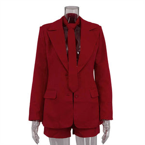 Stella Red Shorts and Jacket Two Piece Set with Tie