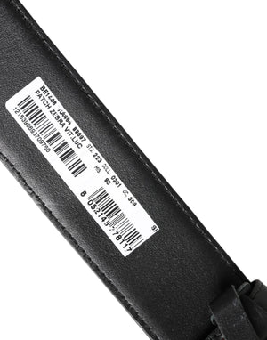 Black White Leather DG Metal Buckle Belt