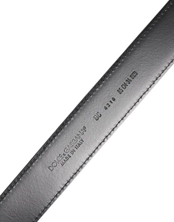 Black Classic Calf Leather Silver Buckle Belt