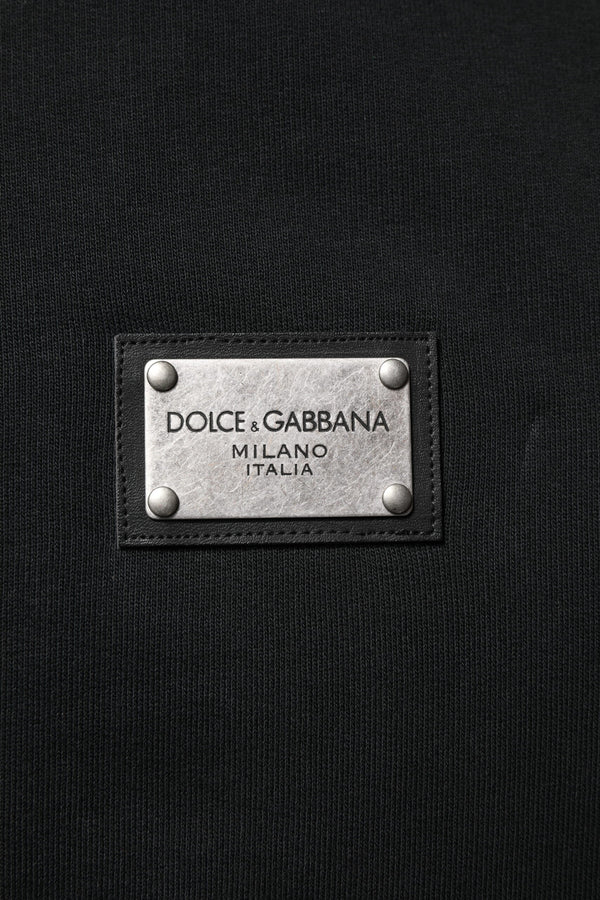 Black Logo Full Zip Hooded Men Sweatshirt Sweater