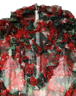 Multicolor Ruffle Floral Long Sleeves Dress