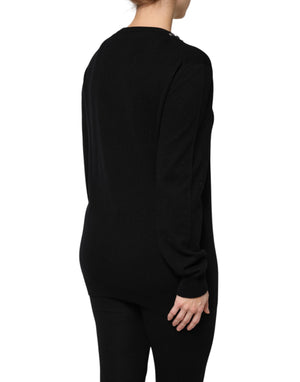 Black Cashmere Crystal Embellished Sweater