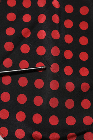 Black Red Polka Dot Silk Long Sleeves Top