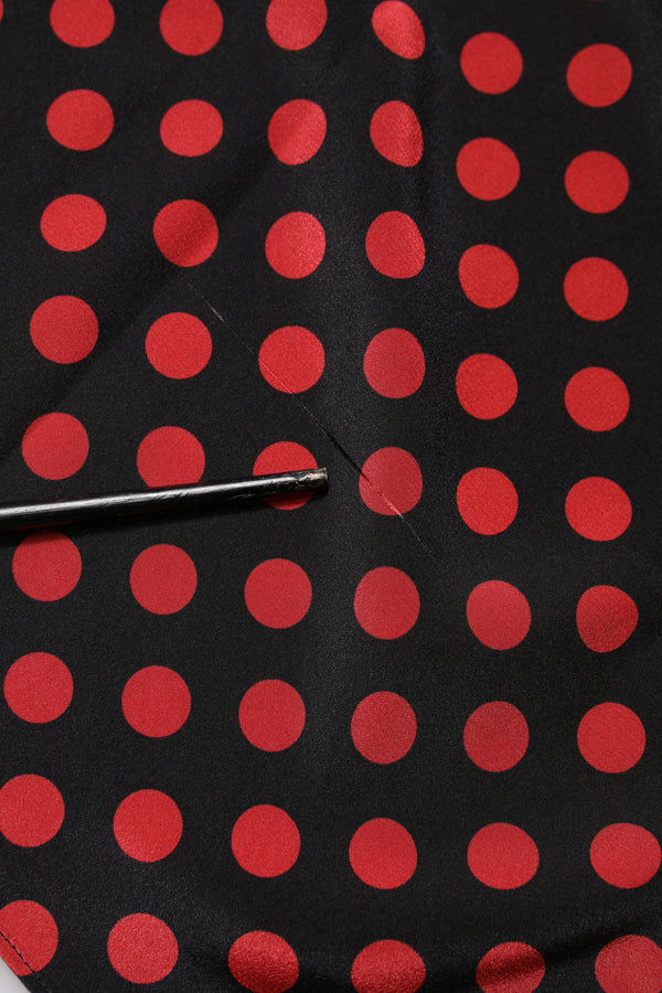 Black Red Polka Dot Silk Long Sleeves Top