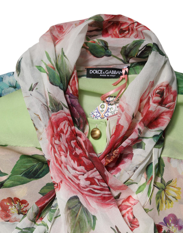 Multicolor Floral Patchwork Long Sleeves Top