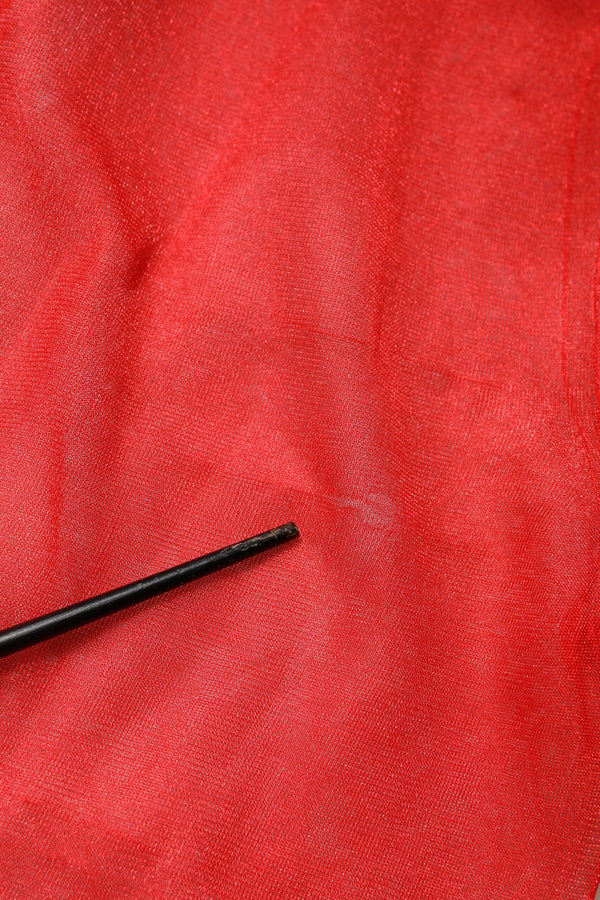 Red Tulle Turtleneck Long Sleeve Blouse Top