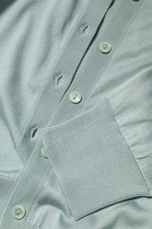Light Green Silk Button Down Cardigan Sweater