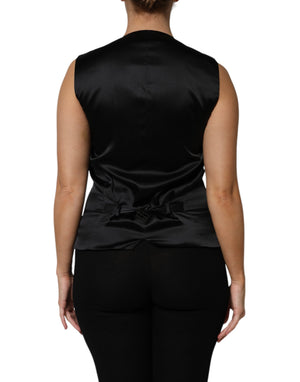 Silver Floral Jacquard Sleeveless Vest Top