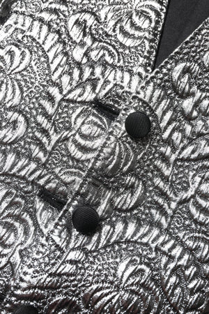 Silver Floral Jacquard Sleeveless Vest Top