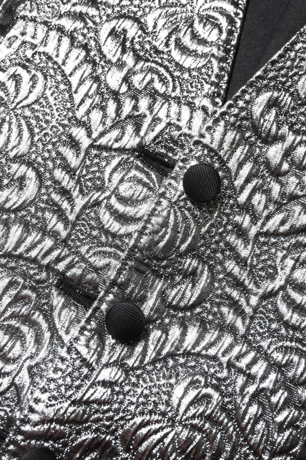 Silver Floral Jacquard Sleeveless Vest Top