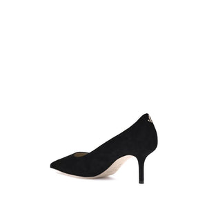 Black Goatskin Mid Heel Pumps
