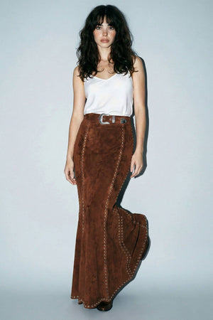 Sienna Western Eyelet Suede Maxi Skirt