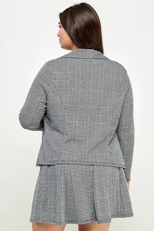 Plaid Open-Front Draped Blazer