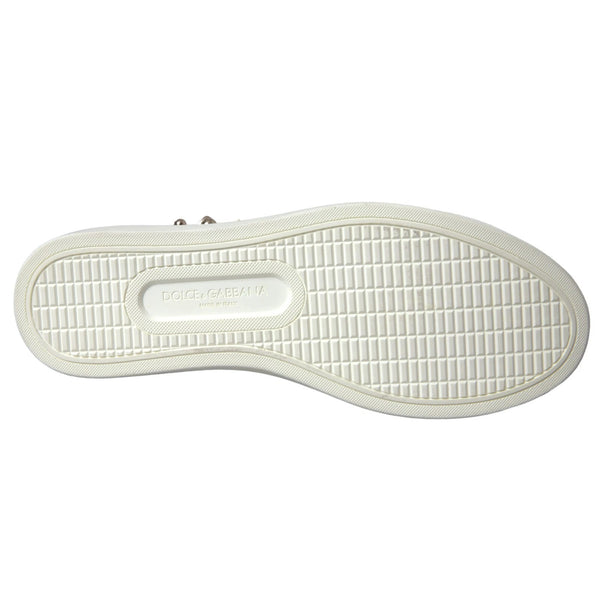 White Leather Gold Red Heart Sneakers Shoes