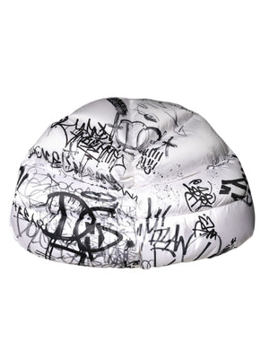 White Polyester Printed Hood Quilted Hat
