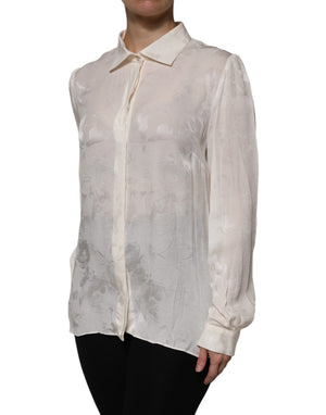 White Button Down Long Sleeves Blouse Top