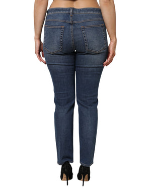 Blue Low Waist Cotton Skinny Denim Jeans