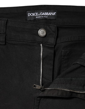 Black Cotton Mid Waist Denim Jeans