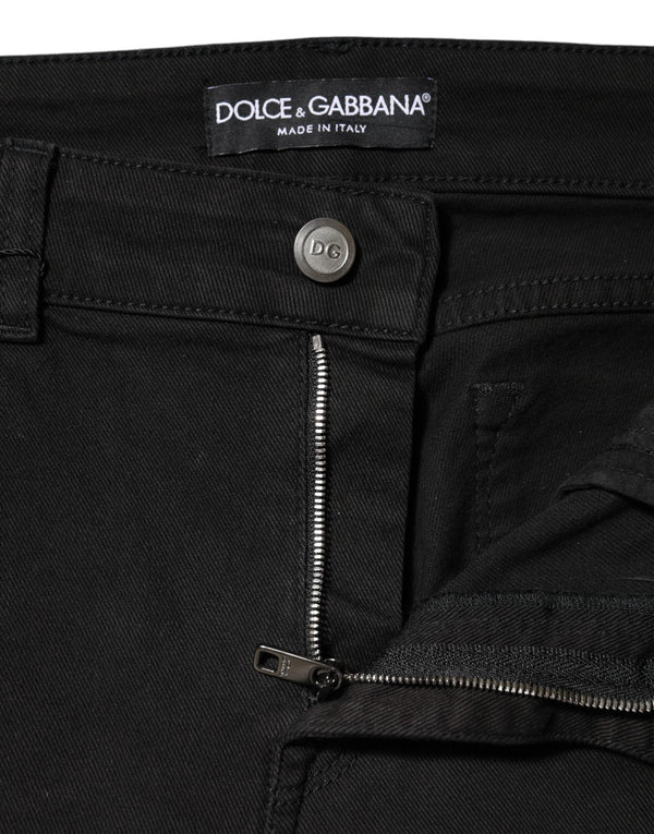 Black Cotton Mid Waist Denim Jeans