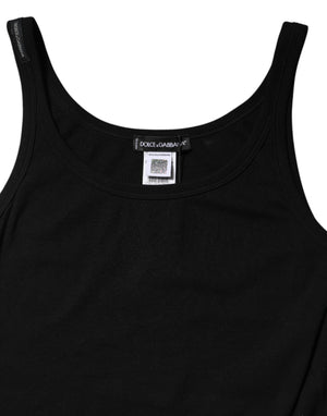 Black Cotton Stretch Sleeveless Women Tank Top