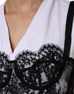 White Lace Cotton V-Neck Short Sleeves Top